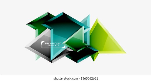 Minimal geometrical triangles with 3d effect abstract background template, vector modern minimal design