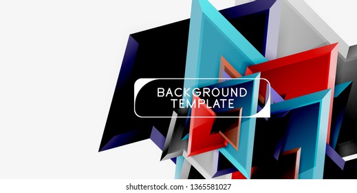 Minimal geometrical triangles with 3d effect abstract background template, vector modern minimal design
