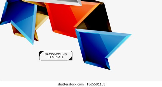 Minimal geometrical triangles with 3d effect abstract background template, vector modern minimal design
