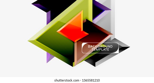 Minimal geometrical triangles with 3d effect abstract background template, vector modern minimal design