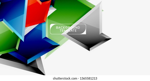 Triángulos geométricos mínimos con planilla de fondo abstracto de efecto 3d, diseño vectorial moderno mínimo