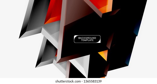 Minimal geometrical triangles with 3d effect abstract background template, vector modern minimal design