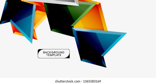 Minimal geometrical triangles with 3d effect abstract background template, vector modern minimal design