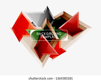 Minimal geometrical triangles with 3d effect abstract background template, vector modern minimal design