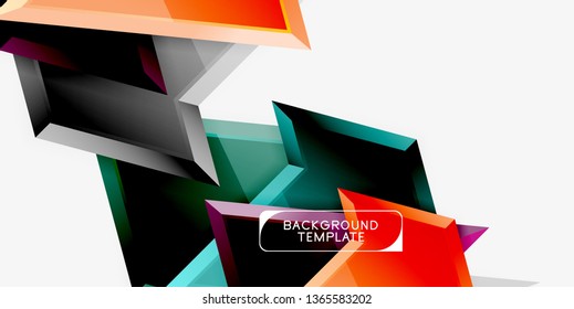 Minimal geometrical triangles with 3d effect abstract background template, vector modern minimal design