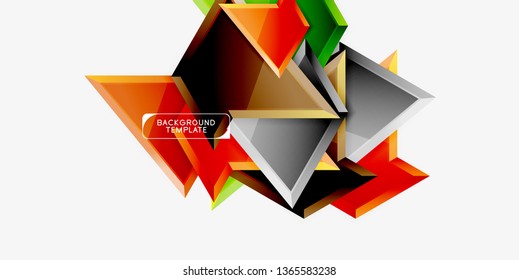 Minimal geometrical triangles with 3d effect abstract background template, vector modern minimal design