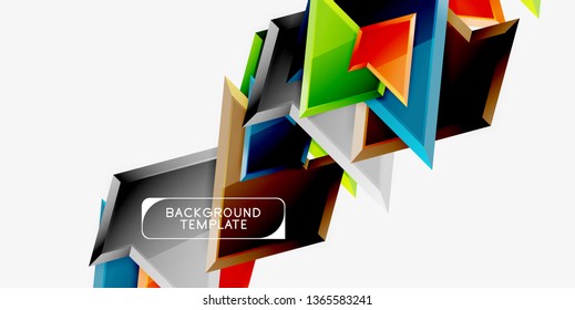 Minimal geometrical triangles with 3d effect abstract background template, vector modern minimal design