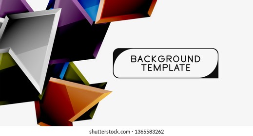 Minimal geometrical triangles with 3d effect abstract background template, vector modern minimal design