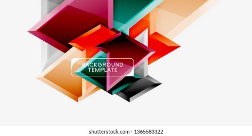 Minimal geometrical triangles with 3d effect abstract background template, vector modern minimal design