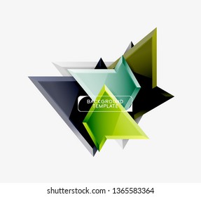 Minimal geometrical triangles with 3d effect abstract background template, vector modern minimal design