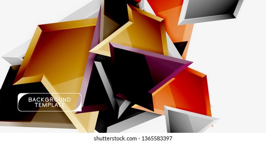 Minimal geometrical triangles with 3d effect abstract background template, vector modern minimal design
