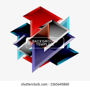 Minimal geometrical triangles with 3d effect abstract background template, vector modern minimal design