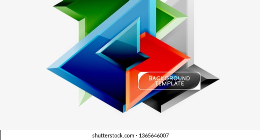 Minimal geometrical triangles with 3d effect abstract background template, vector modern minimal design