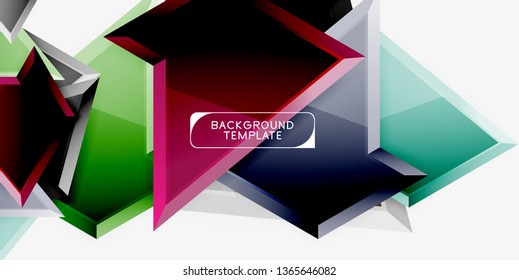 Minimal geometrical triangles with 3d effect abstract background template, vector modern minimal design