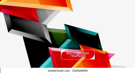 Minimal geometrical triangles with 3d effect abstract background template, vector modern minimal design