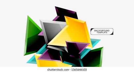 Minimal geometrical triangles with 3d effect abstract background template, vector modern minimal design