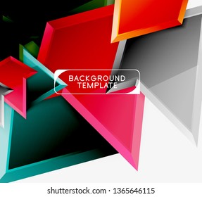 Triángulos geométricos mínimos con planilla de fondo abstracto de efecto 3d, diseño vectorial moderno mínimo