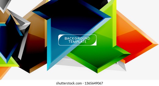 Minimal geometrical triangles with 3d effect abstract background template, vector modern minimal design