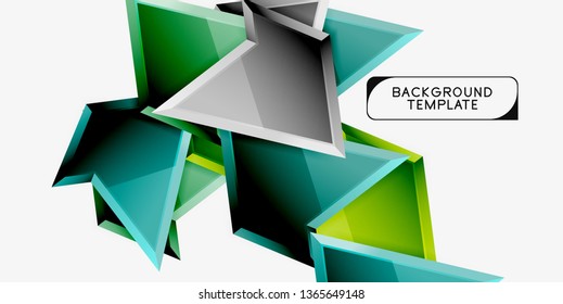 Minimal geometrical triangles with 3d effect abstract background template, vector modern minimal design