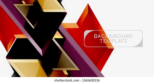 Minimal geometrical triangles with 3d effect abstract background template, vector modern minimal design