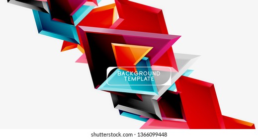 Triángulos geométricos mínimos con planilla de fondo abstracto de efecto 3d, diseño vectorial moderno mínimo