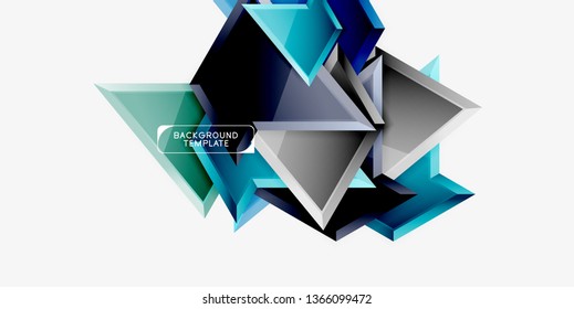 Minimal geometrical triangles with 3d effect abstract background template, vector modern minimal design