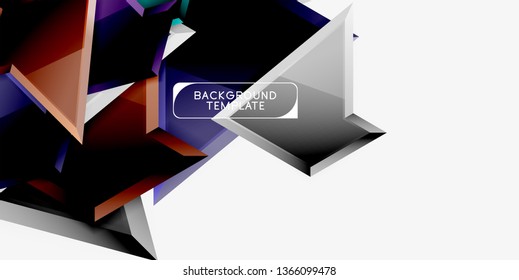 Minimal geometrical triangles with 3d effect abstract background template, vector modern minimal design