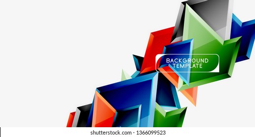 Triángulos geométricos mínimos con planilla de fondo abstracto de efecto 3d, diseño vectorial moderno mínimo