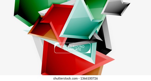 Minimal geometrical triangles with 3d effect abstract background template, vector modern minimal design