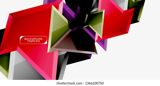 Minimal geometrical triangles with 3d effect abstract background template, vector modern minimal design