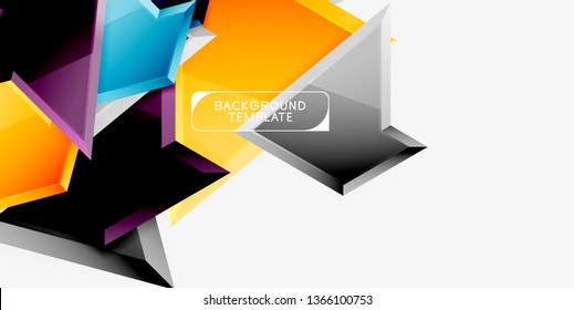 Minimal geometrical triangles with 3d effect abstract background template, vector modern minimal design