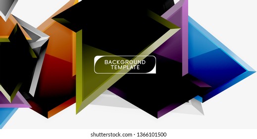 Minimal geometrical triangles with 3d effect abstract background template, vector modern minimal design