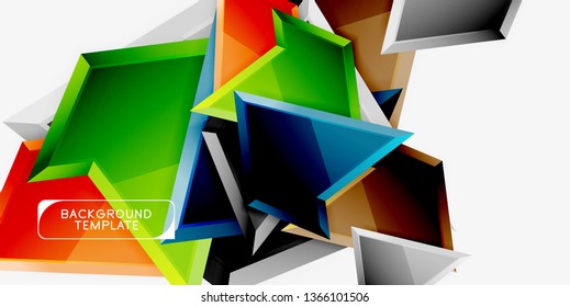 Triángulos geométricos mínimos con planilla de fondo abstracto de efecto 3d, diseño vectorial moderno mínimo