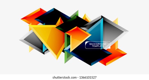 Minimal geometrical triangles with 3d effect abstract background template, vector modern minimal design