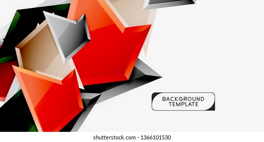 Minimal geometrical triangles with 3d effect abstract background template, vector modern minimal design
