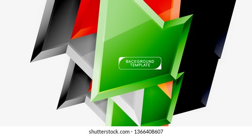 Minimal geometrical triangles with 3d effect abstract background template, vector modern minimal design