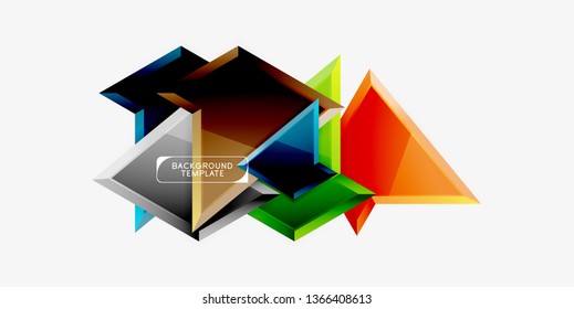 Minimal geometrical triangles with 3d effect abstract background template, vector modern minimal design
