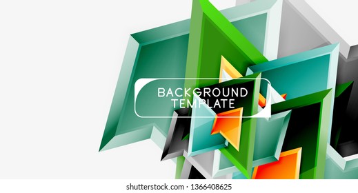 Minimal geometrical triangles with 3d effect abstract background template, vector modern minimal design