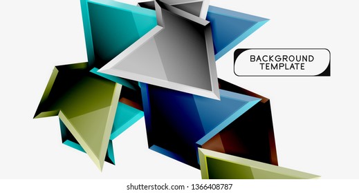 Minimal geometrical triangles with 3d effect abstract background template, vector modern minimal design