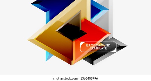 Minimal geometrical triangles with 3d effect abstract background template, vector modern minimal design