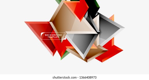 Minimal geometrical triangles with 3d effect abstract background template, vector modern minimal design