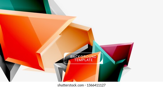 Minimal geometrical triangles with 3d effect abstract background template, vector modern minimal design