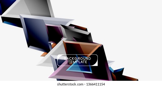 Minimal geometrical triangles with 3d effect abstract background template, vector modern minimal design