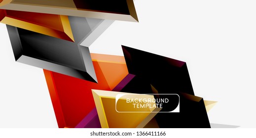 Minimal geometrical triangles with 3d effect abstract background template, vector modern minimal design