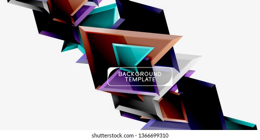 Minimal geometrical triangles with 3d effect abstract background template, vector modern minimal design