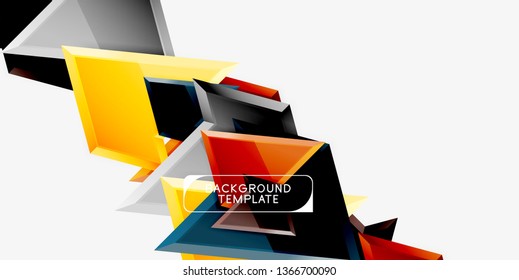 Minimal geometrical triangles with 3d effect abstract background template, vector modern minimal design