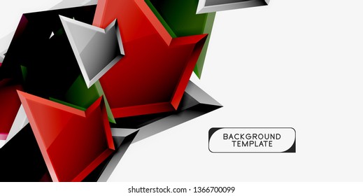Triángulos geométricos mínimos con planilla de fondo abstracto de efecto 3d, diseño vectorial moderno mínimo