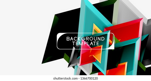 Minimal geometrical triangles with 3d effect abstract background template, vector modern minimal design