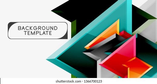 Minimal geometrical triangles with 3d effect abstract background template, vector modern minimal design