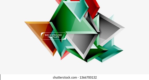 Triángulos geométricos mínimos con planilla de fondo abstracto de efecto 3d, diseño vectorial moderno mínimo